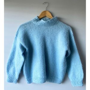 Vintage Handmade Knit Crochet Baby Blue Sweater